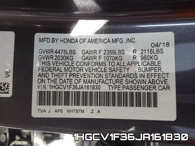 1HGCV1F36JA161830 фото 2