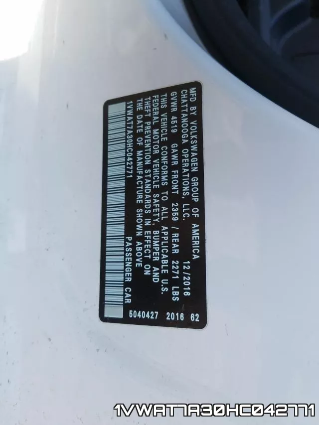 1VWAT7A30HC042771 фото 2