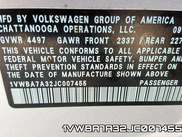 1VWBA7A32JC007455 фото 2