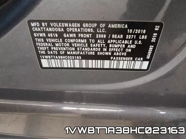 1VWBT7A38HC023163 фото 2
