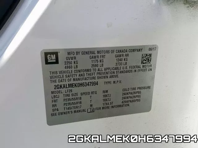 2GKALMEK0H6347994 фото 2