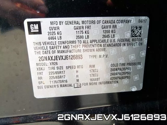 2GNAXJEVXJ6126893 фото 2