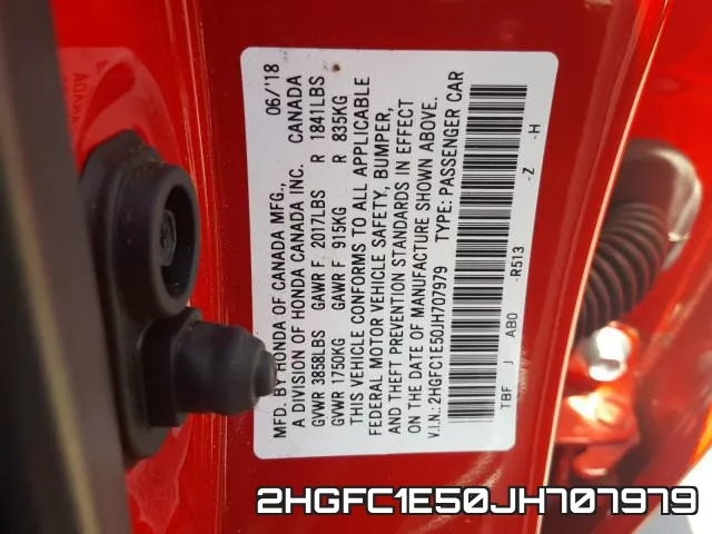 2HGFC1E50JH707979 фото 2