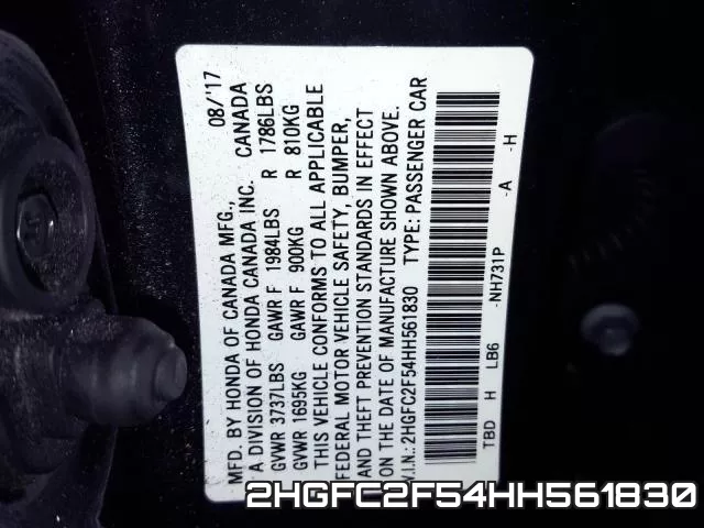 2HGFC2F54HH561830 фото 2