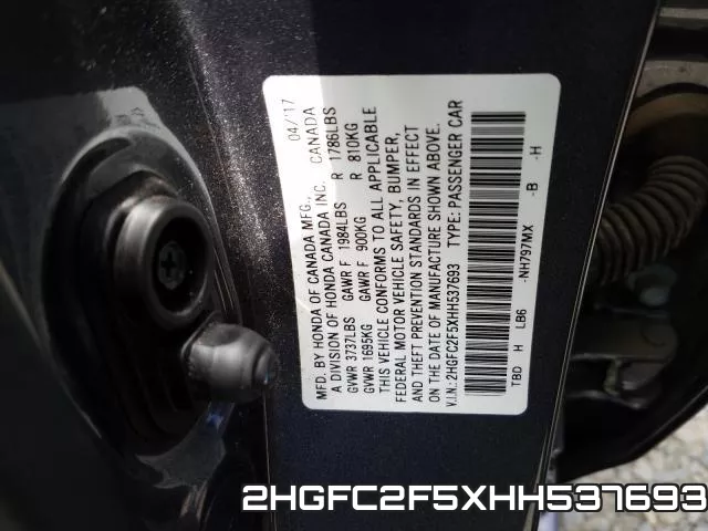 2HGFC2F5XHH537693 фото 2