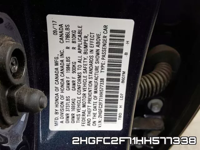 2HGFC2F71HH577338 фото 2