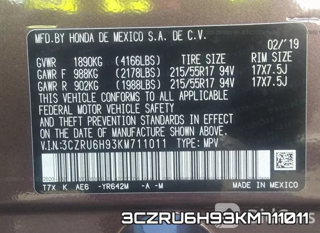 3CZRU6H93KM711011 фото 10
