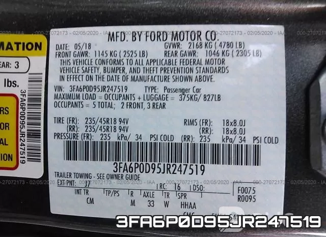 3FA6P0D95JR247519 фото 10