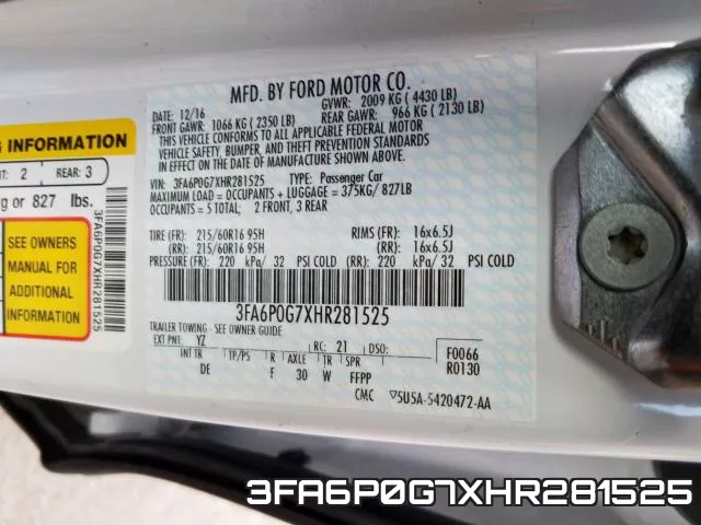 3FA6P0G7XHR281525 фото 2