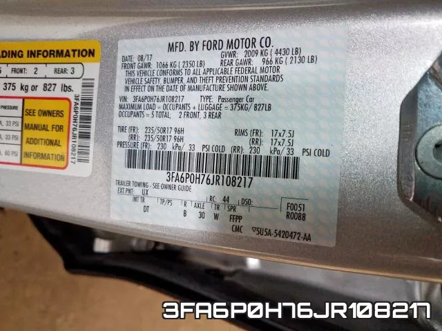 3FA6P0H76JR108217 фото 2