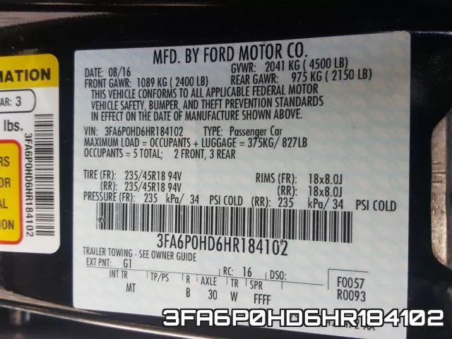 3FA6P0HD6HR184102 фото 2