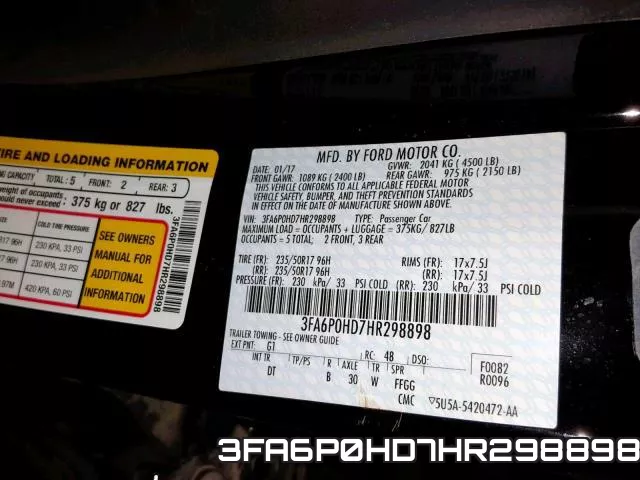 3FA6P0HD7HR298898 фото 2