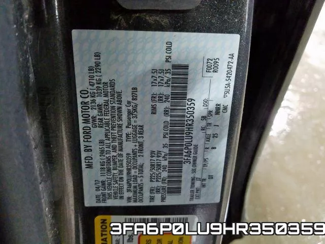 3FA6P0LU9HR350359 фото 2