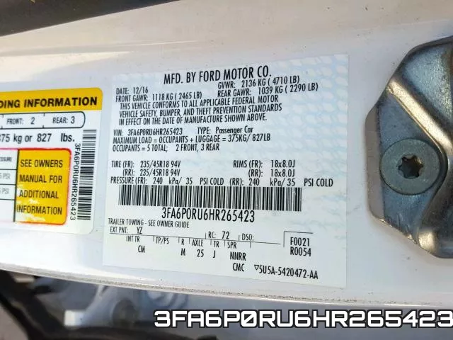 3FA6P0RU6HR265423 фото 2