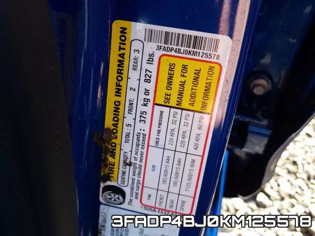 3FADP4BJ0KM125578 фото 2
