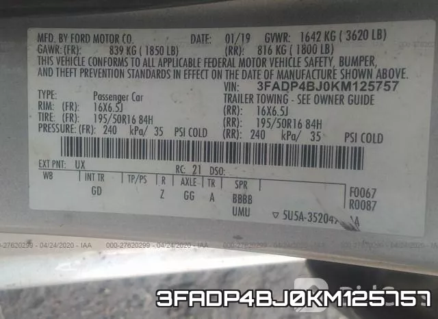 3FADP4BJ0KM125757 фото 10