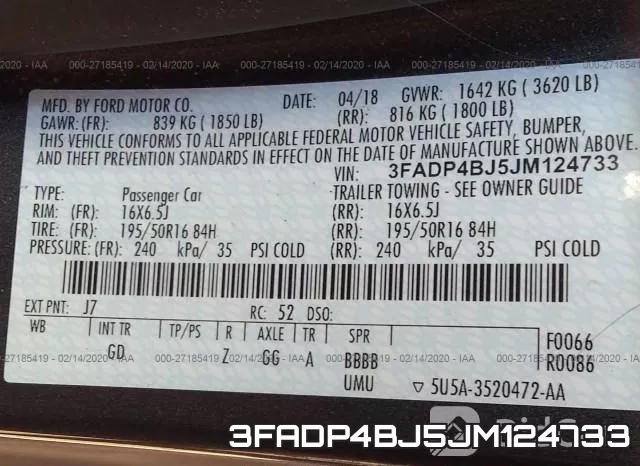 3FADP4BJ5JM124733 фото 10