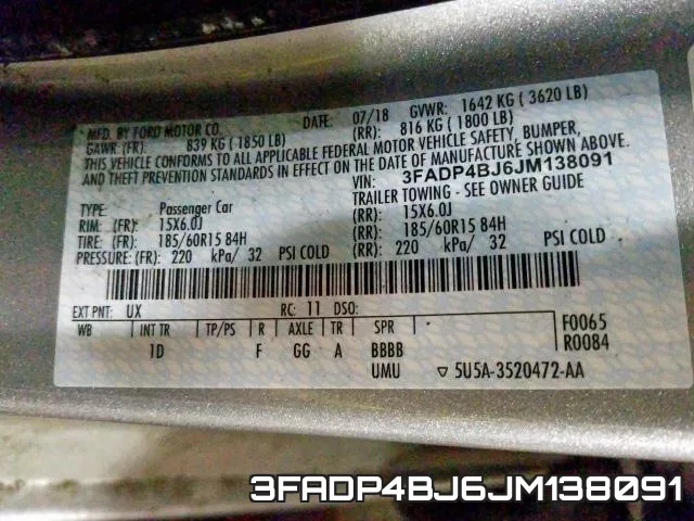 3FADP4BJ6JM138091 фото 2
