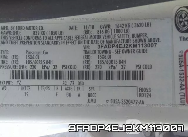 3FADP4EJ2KM113007 фото 10