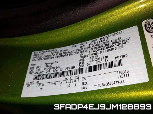 3FADP4EJ9JM128893 фото 2
