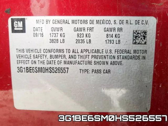 3G1BE6SM0HS526557 фото 2