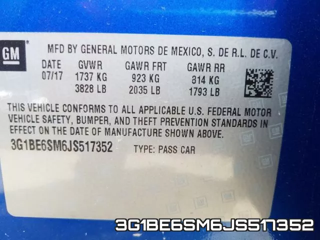 3G1BE6SM6JS517352 фото 2