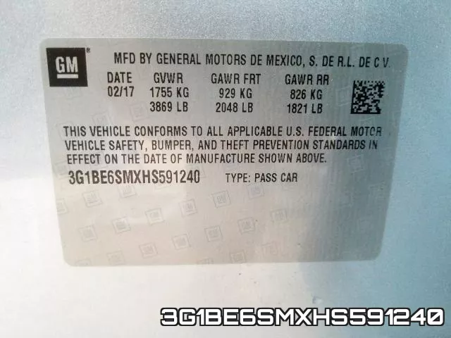 3G1BE6SMXHS591240 фото 2
