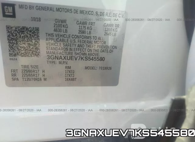 3GNAXUEV7KS545580 фото 10