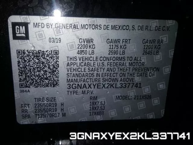 3GNAXYEX2KL337741 фото 2