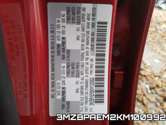 3MZBPAEM2KM100992 фото 2