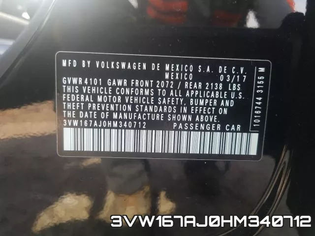 3VW167AJ0HM340712 фото 2