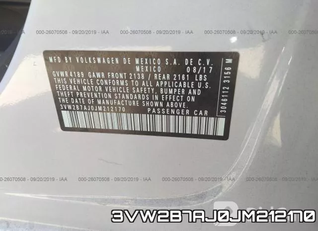 3VW2B7AJ0JM212170 фото 10