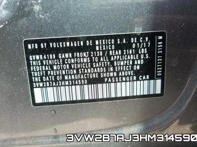 3VW2B7AJ3HM314590 фото 2