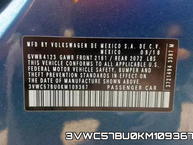 3VWC57BU0KM109367 фото 2
