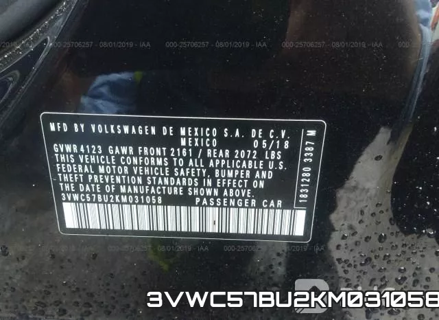 3VWC57BU2KM031058 фото 10