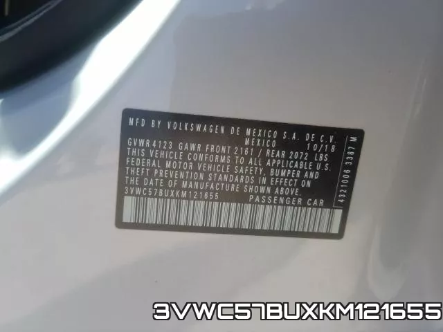 3VWC57BUXKM121655 фото 2