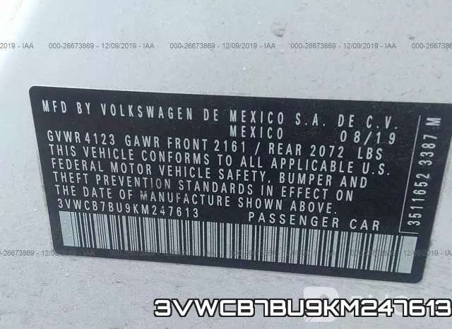 3VWCB7BU9KM247613 фото 10