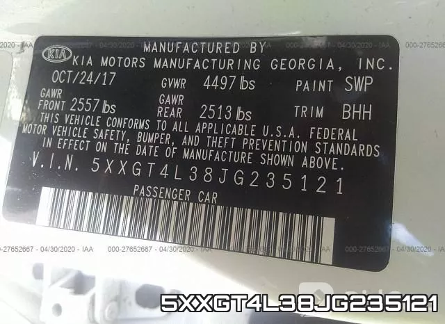 5XXGT4L38JG235121 фото 10