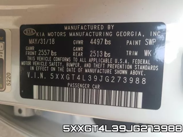 5XXGT4L39JG273988 фото 2