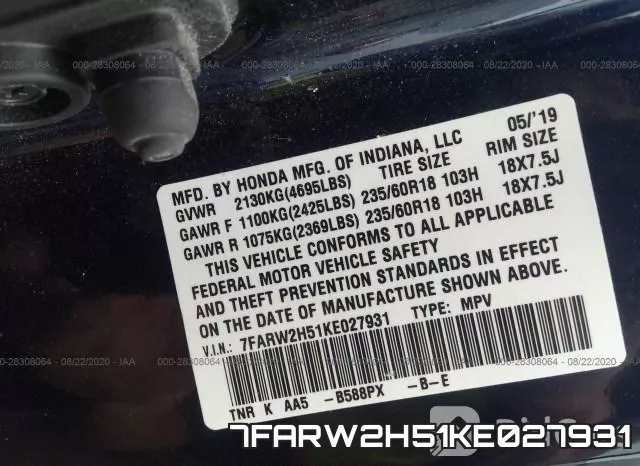7FARW2H51KE027931 фото 10