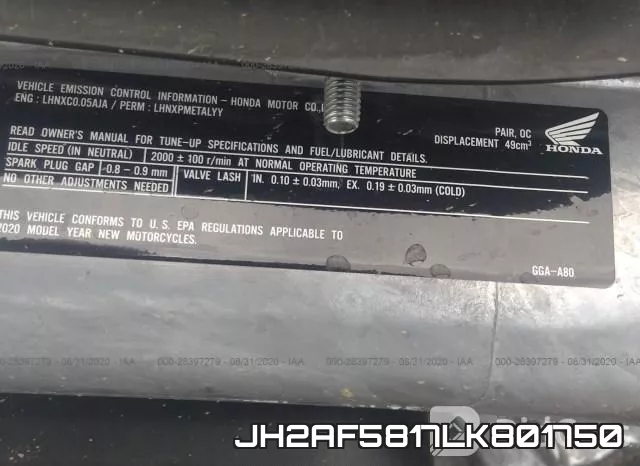 JH2AF5817LK801750 фото 2