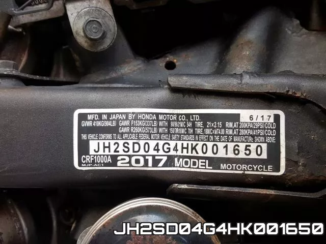 JH2SD04G4HK001650 фото 2