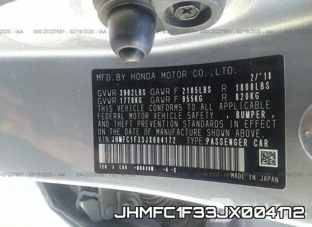 JHMFC1F33JX004172 фото 10