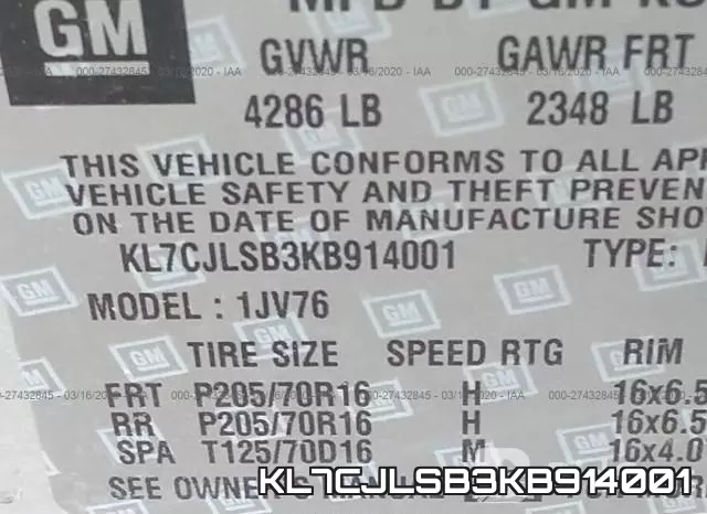 KL7CJLSB3KB914001 фото 10