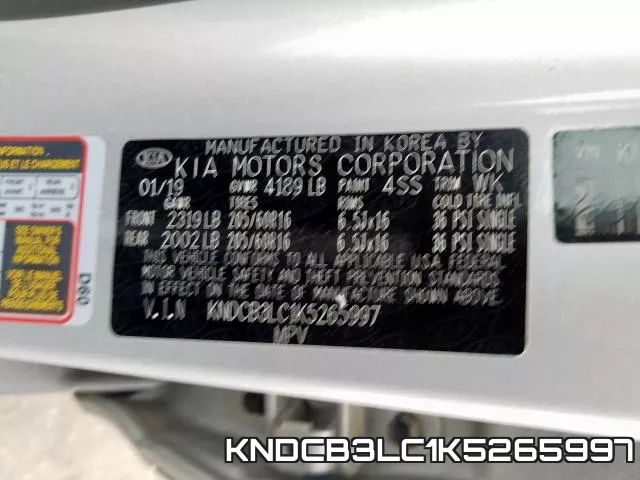 KNDCB3LC1K5265997 фото 2