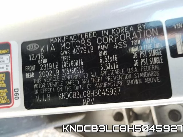 KNDCB3LC8H5045927 фото 2