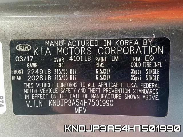 KNDJP3A54H7501990 фото 2