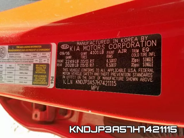 KNDJP3A57H7421115 фото 2