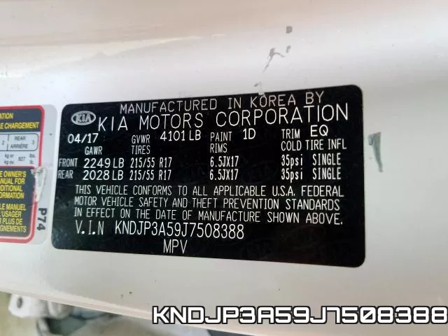 KNDJP3A59J7508388 фото 2