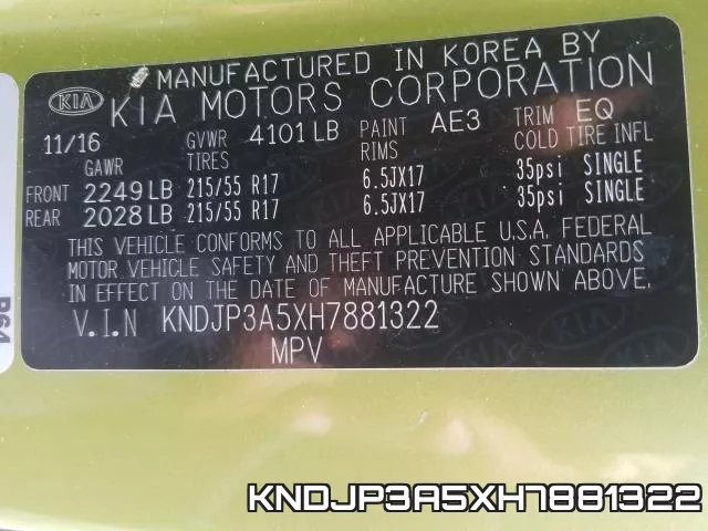KNDJP3A5XH7881322 фото 2